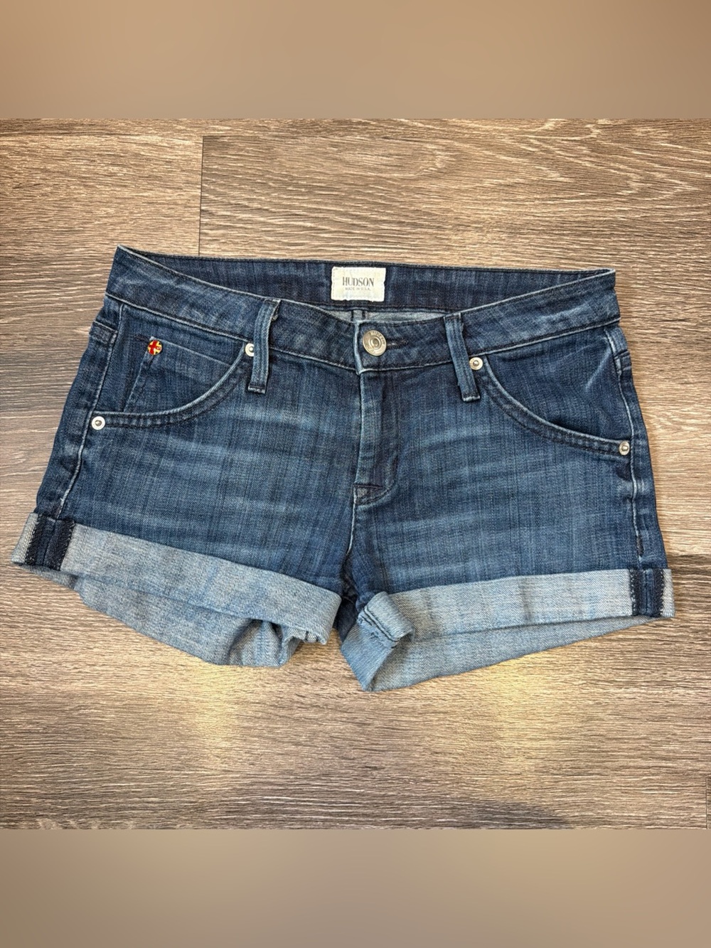Hudson Jean Shorts Rolled Cuff Flap Pockets Blue Women’s 25